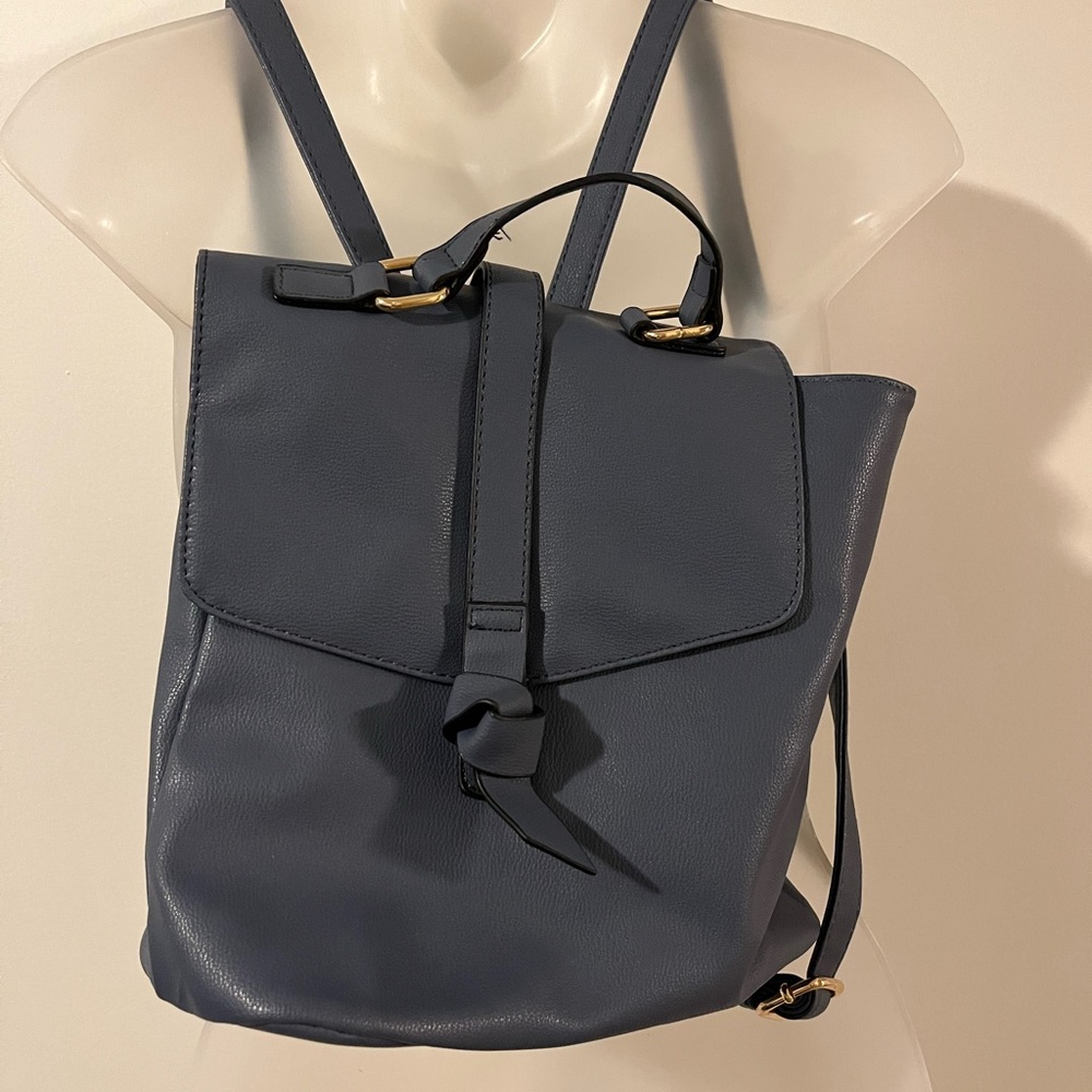 Elegant Blue Leather Backpack